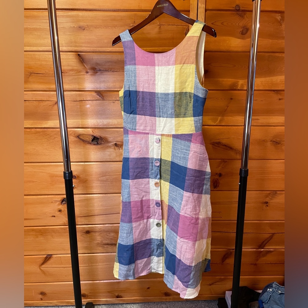 Gilli Dress Women Midi Check Colorblock Sleeveless. Pastel. Retro. Large.